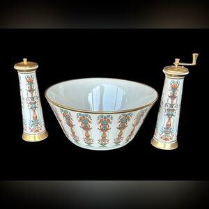 Vintage Lenox  Lido Salt Shaker & Pepper Mill With Salad Bowl, Made U.S.A